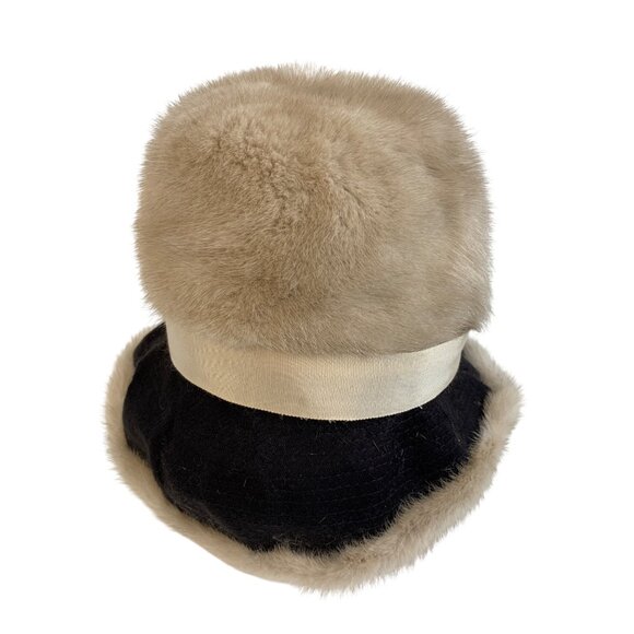 Vintage Mink Fur Bucket Hat Designed by Nikki Small 21” 50s/60s Retro Chic main image 5